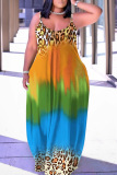 Sexy Casual Print Backless Spaghetti Strap Long Dresses