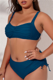 Sexy Solid Backless Spaghetti Strap Plus Size Swimwear