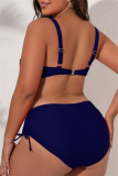Sexy Solid Backless Spaghetti Strap Plus Size Swimwear