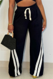 Casual Striped Patchwork Straight High Waist Straight Patchwork Trousers