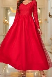Casual Solid Basic V Neck Long Dresses