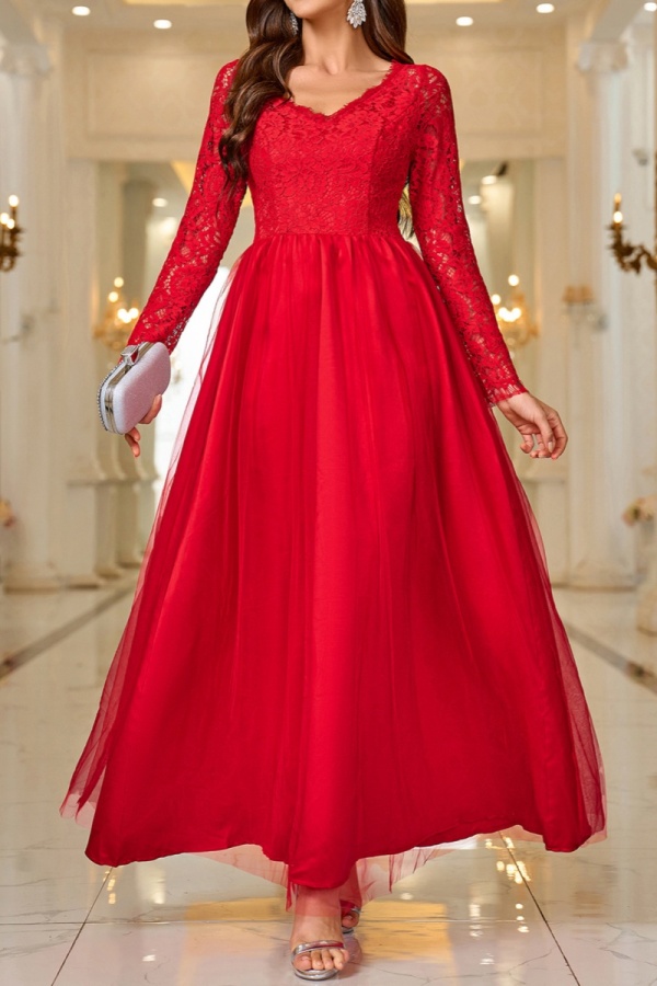 Casual Solid Basic V Neck Long Dresses