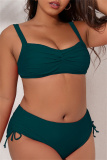Sexy Solid Backless Spaghetti Strap Plus Size Swimwear