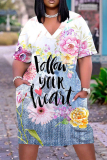 Casual Print Basic V Neck Short Sleeve Short Sleeve Dress