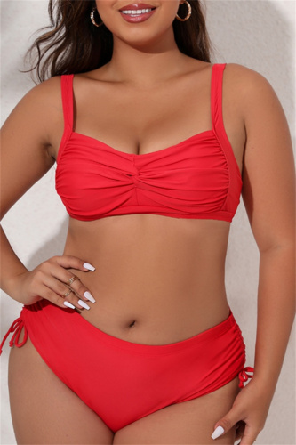 Sexy Solid Backless Spaghetti Strap Plus Size Swimwear