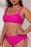 Sexy Solid Backless Spaghetti Strap Plus Size Swimwear
