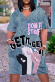 Casual Print Basic V Neck Short Sleeve Short Sleeve Dress