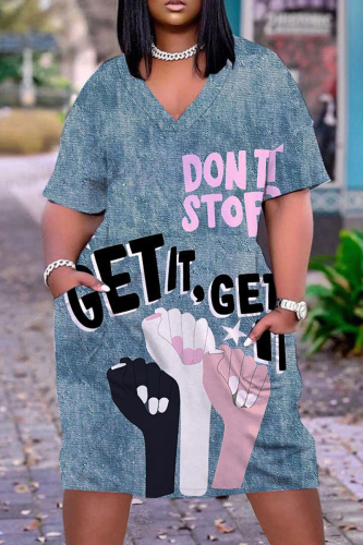 Casual Print Basic V Neck Short Sleeve Short Sleeve Dress