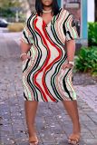 Casual Print Basic V Neck Short Sleeve Short Sleeve Dress