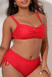 Sexy Solid Backless Spaghetti Strap Plus Size Swimwear