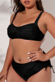 Sexy Solid Backless Spaghetti Strap Plus Size Swimwear