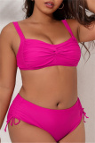 Sexy Solid Backless Spaghetti Strap Plus Size Swimwear