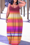 Sexy Casual Print Backless Spaghetti Strap Long Dresses