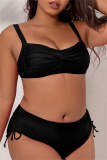 Sexy Solid Backless Spaghetti Strap Plus Size Swimwear