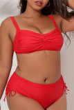 Sexy Solid Backless Spaghetti Strap Plus Size Swimwear
