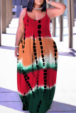 Sexy Casual Print Backless Spaghetti Strap Long Dresses