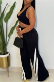Casual Striped Patchwork Straight High Waist Straight Patchwork Trousers