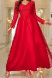 Casual Solid Basic V Neck Long Dresses