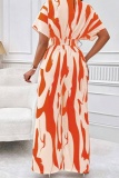 Casual Print Patchwork V Neck Regular Jumpsuits
