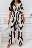 Casual Print Patchwork V Neck Regular Jumpsuits
