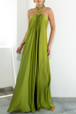 Sexy Vacation Solid Patchwork Solid Color Halter Sleeveless Dress Dresses