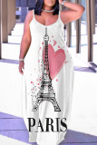 Sexy Casual Print Backless Spaghetti Strap Long Dresses