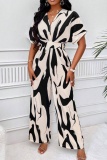 Casual Print Patchwork V Neck Regular Jumpsuits