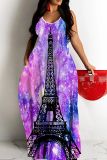 Sexy Casual Print Backless Spaghetti Strap Long Dresses