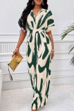 Casual Print Patchwork V Neck Regular Jumpsuits