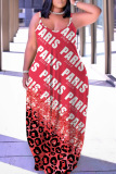 Sexy Casual Print Backless Spaghetti Strap Long Dresses