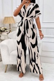 Casual Print Patchwork V Neck Regular Jumpsuits