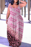Sexy Casual Print Backless Spaghetti Strap Long Dresses