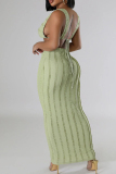 Elegant Solid Patchwork V Neck Sleeveless Two Pieces