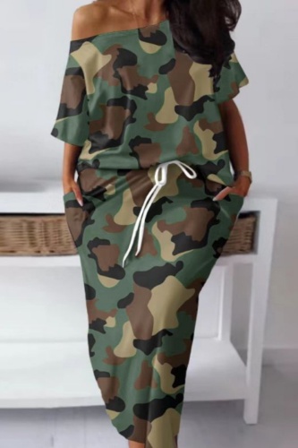 Casual Basic Oblique Collar Short Sleeve Two Pieces