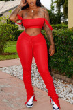 Acrylic Fashion Celebrities Solid Draped Two Piece Suits pencil Sleeveless Two Pieces