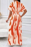 Casual Print Patchwork V Neck Regular Jumpsuits