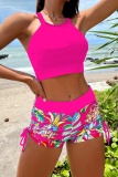 Sexy Print Patchwork Backless Swimwears (With Paddings)