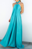 Sexy Vacation Solid Patchwork Solid Color Halter Sleeveless Dress Dresses
