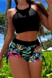 Sexy Print Patchwork Backless Swimwears (With Paddings)