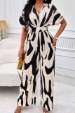 Casual Print Patchwork V Neck Regular Jumpsuits