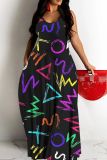 Sexy Casual Print Backless Spaghetti Strap Long Dresses