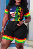 Casual Print Basic O Neck Short Sleeve Two Pieces