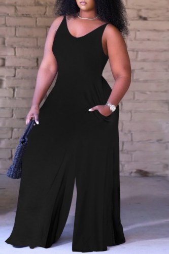 Casual Solid Backless Spaghetti Strap Skinny Jumpsuits
