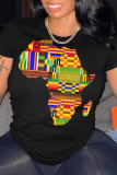 Casual Print Basic O Neck T-Shirts