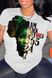 Casual Print Basic O Neck T-Shirts