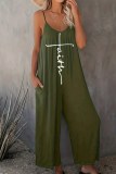Sexy Casual Print Backless Spaghetti Strap Regular Jumpsuits