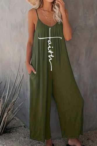 Sexy Casual Print Backless Spaghetti Strap Regular Jumpsuits
