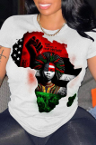 Casual Print Basic O Neck T-Shirts
