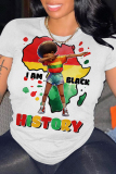 Casual Print Basic O Neck T-Shirts