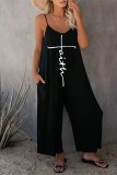 Sexy Casual Print Backless Spaghetti Strap Regular Jumpsuits